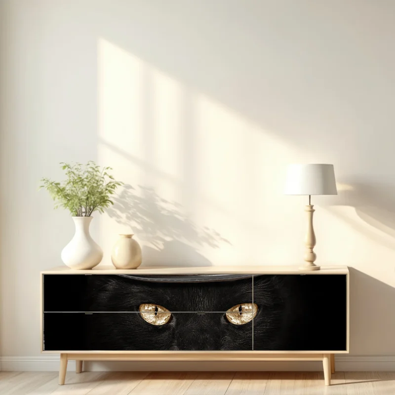 Repositionierbarer Aufkleber elegante schwarze katze mit zylinder und fliege Repositionierbarer Aufkleber elegante schwarze katze mit zylinder und fliege