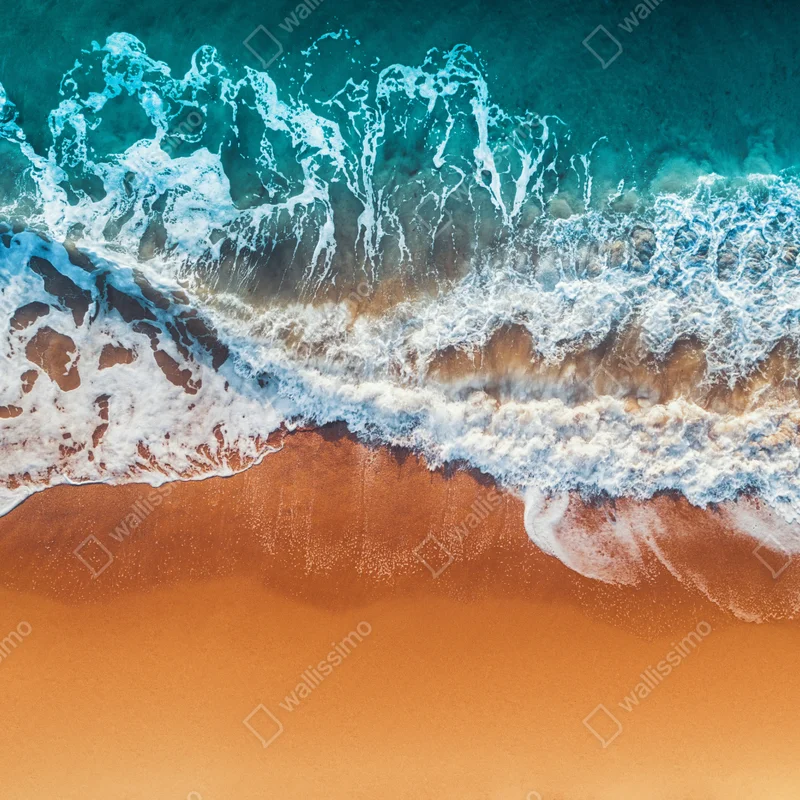 Naklejka na okno lotnicze ujęcie turkusowych fal na piaszczystej plaży Naklejka na okno lotnicze ujęcie turkusowych fal na piaszczystej plaży