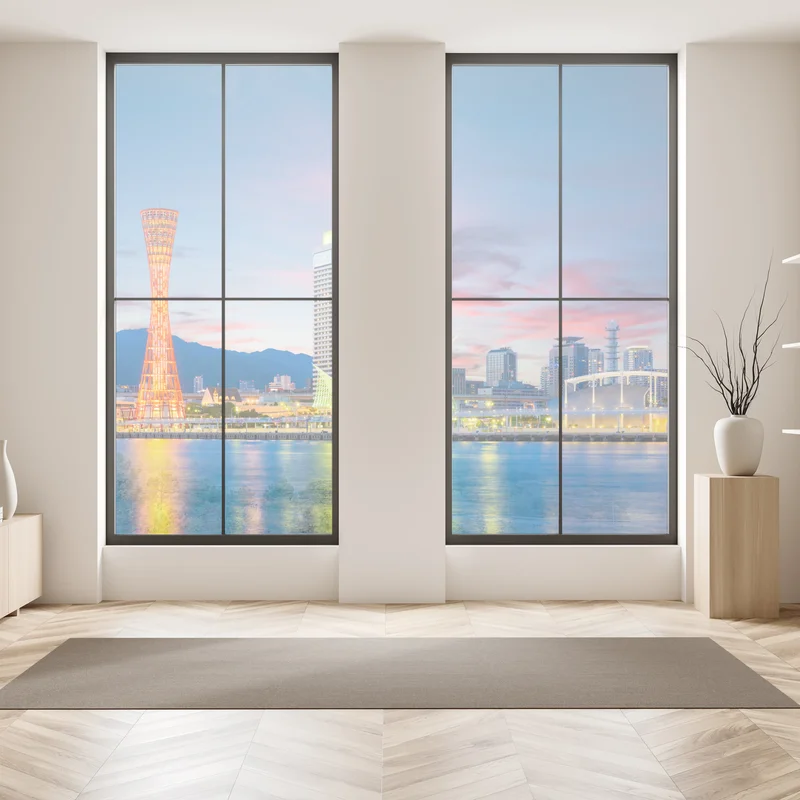 Fensteraufkleber Kobe skyline bei dämmerung