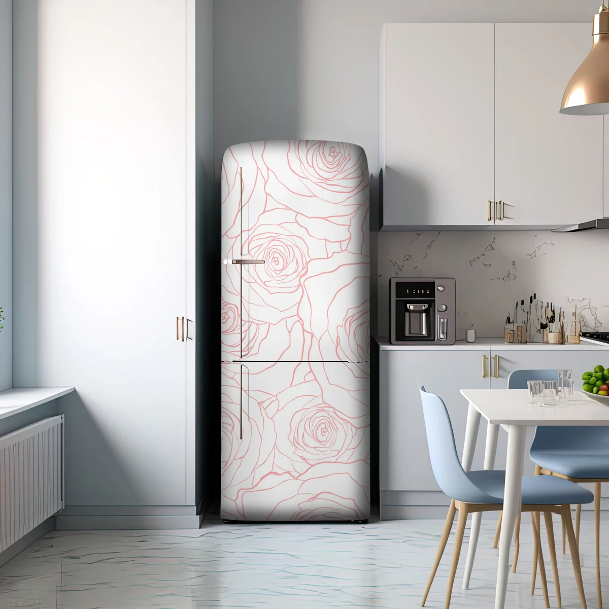 Kühlschrankaufkleber zartes muster rosa rosen Kühlschrankaufkleber zartes muster rosa rosen