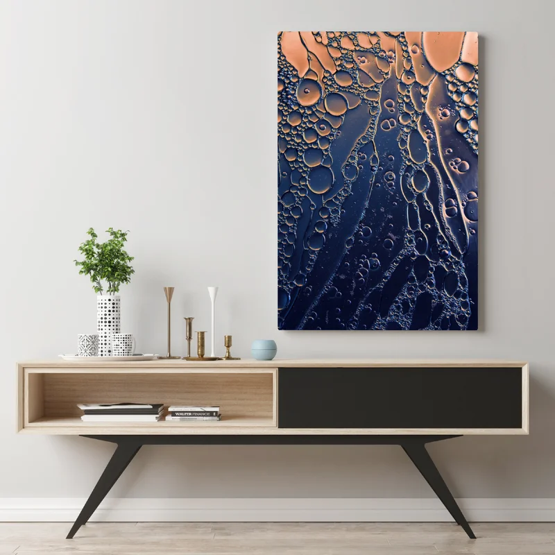 Leinwandbild blaue und goldene abstrakte blasen Leinwandbild blaue und goldene abstrakte blasen