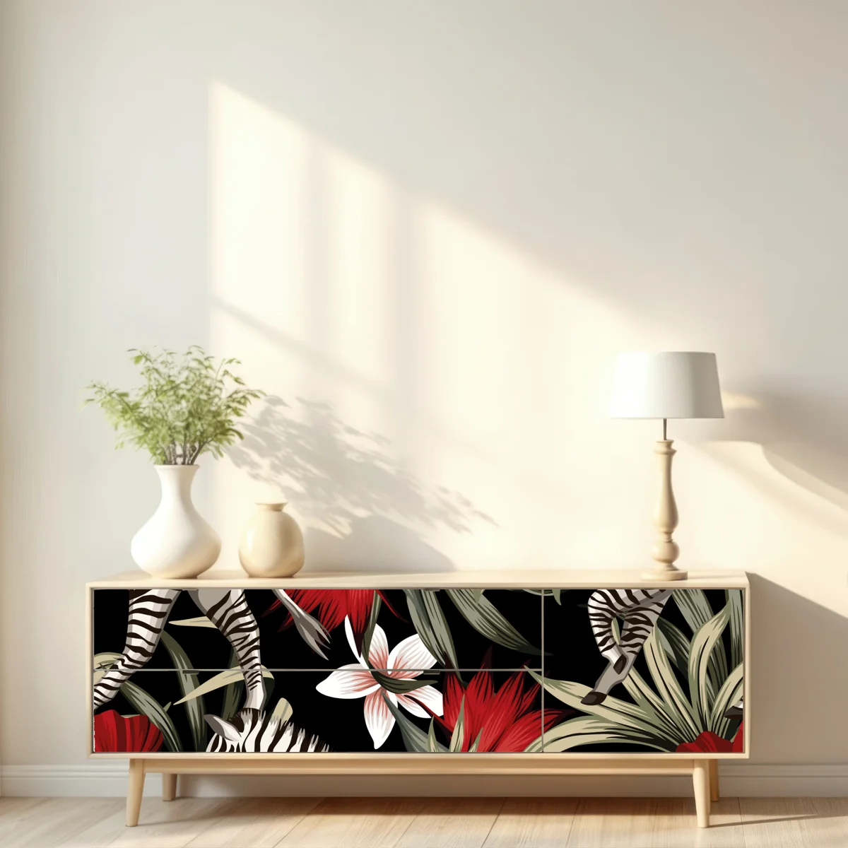 Repositionierbarer Aufkleber tropisches zebra-blumenmuster Repositionierbarer Aufkleber tropisches zebra-blumenmuster