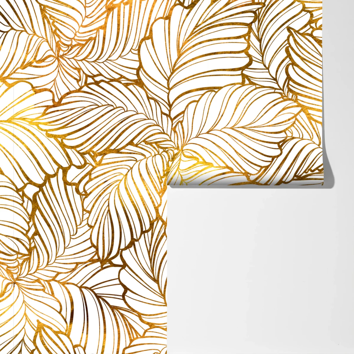 Fototapeta złote liście w stylu line art Fototapeta złote liście w stylu line art