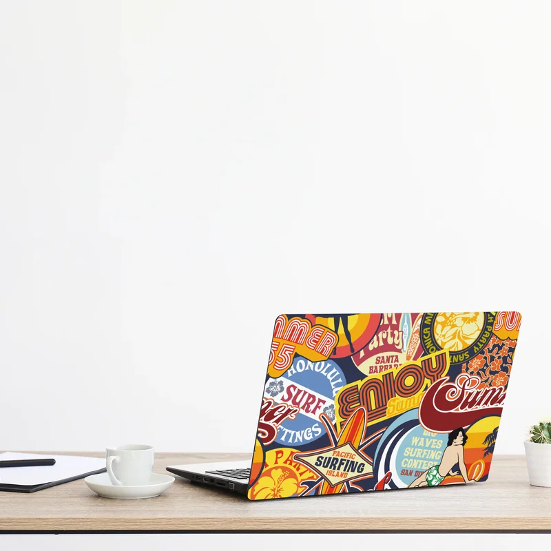 Naklejka na laptopa retro kolaż naklejek surf