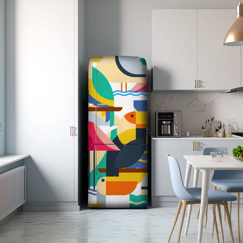 Kühlschrankaufkleber tropisches geometrisches vogelmuster