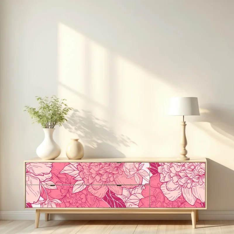 Repositionierbarer Aufkleber rosa pfingstrosenmuster Repositionierbarer Aufkleber rosa pfingstrosenmuster