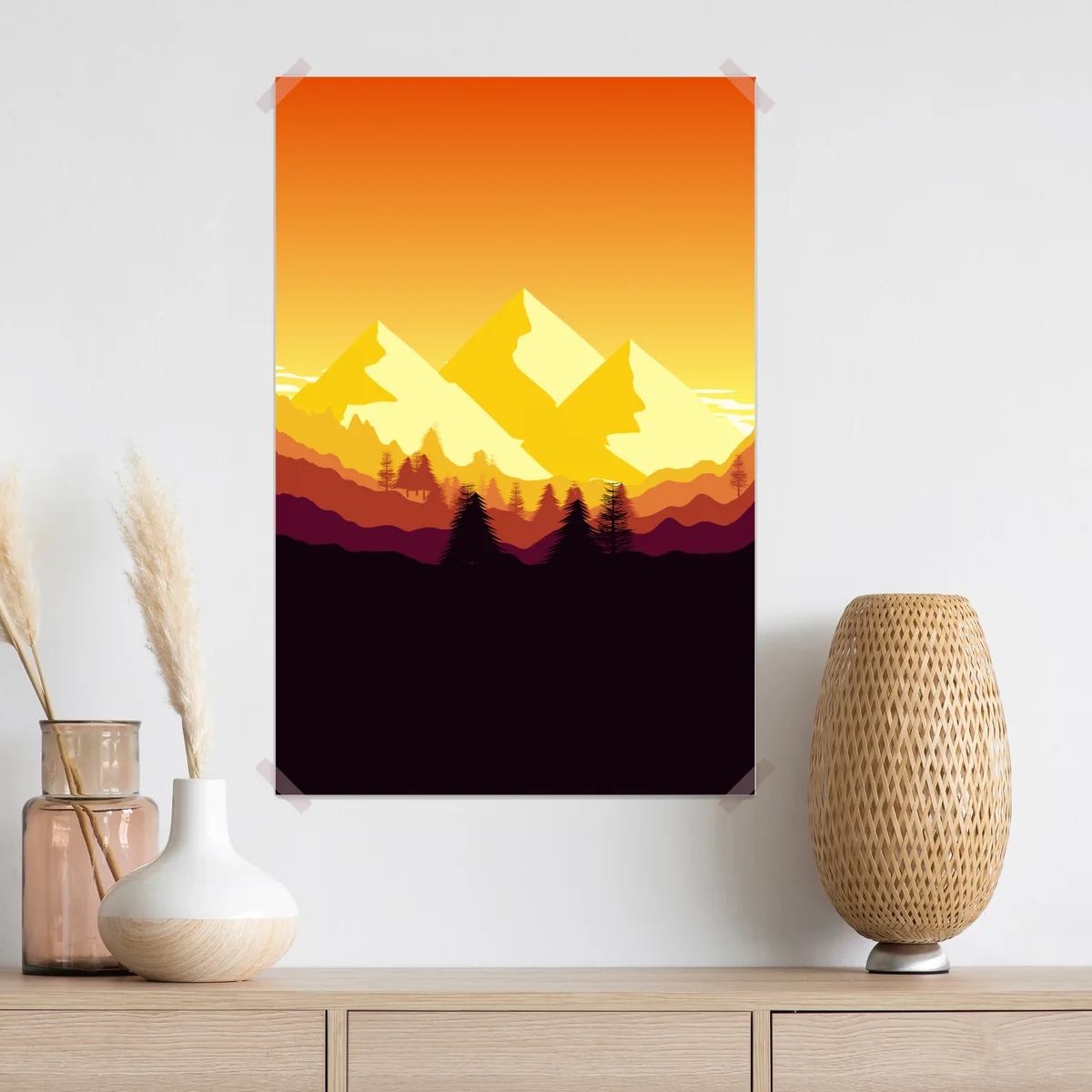 Poster goldener sonnenuntergang über bergen Poster goldener sonnenuntergang über bergen