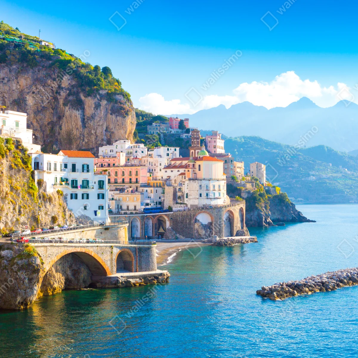 Fototapeta słoneczna wioska na klifie Wybrzeże Amalfi Fototapeta słoneczna wioska na klifie Wybrzeże Amalfi