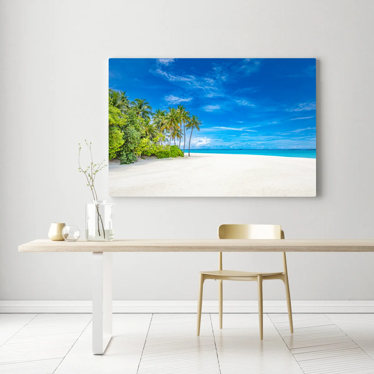 Leinwandbild tropischer strand mit palmen Leinwandbild tropischer strand mit palmen