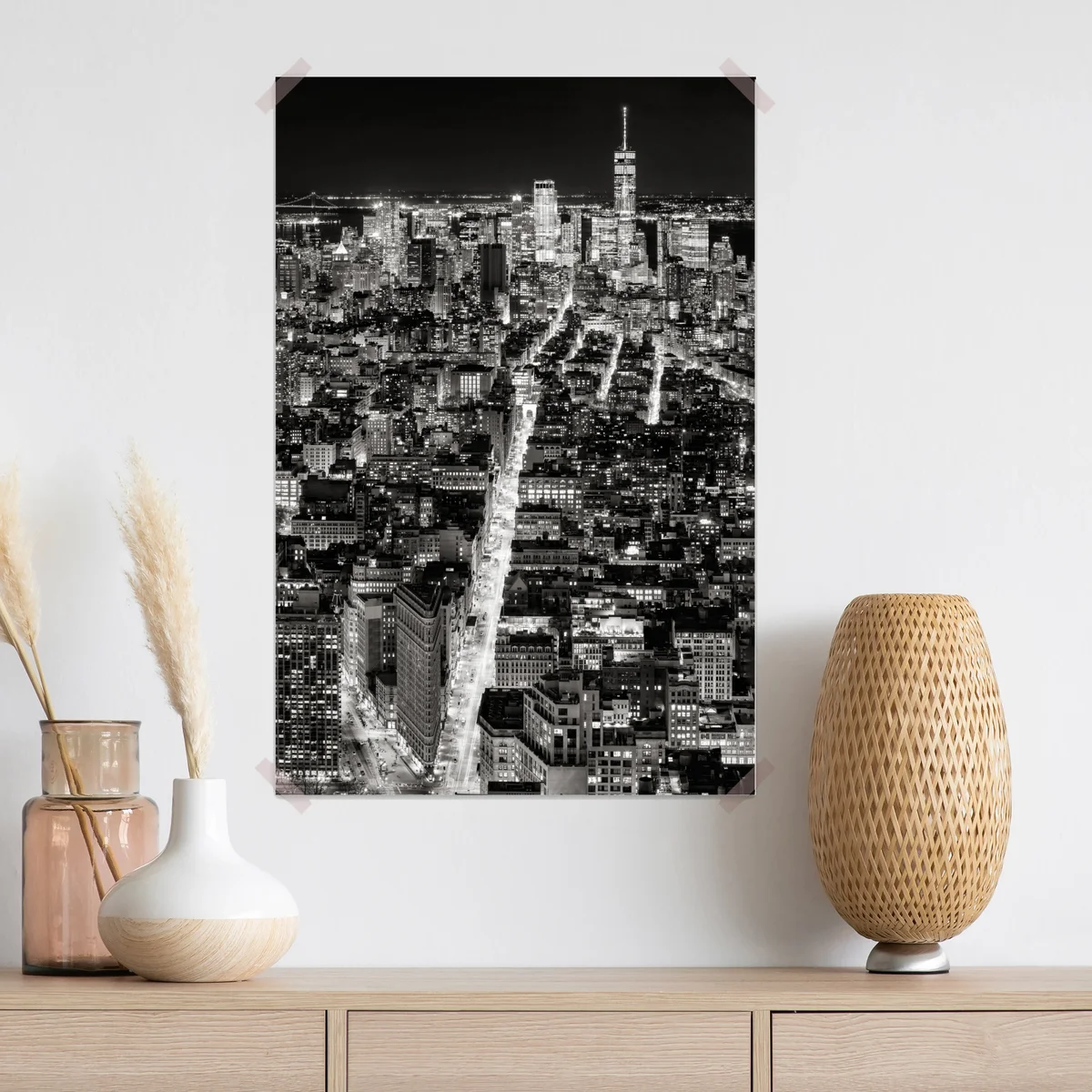 Poster monochrome stadtansicht bei nacht Poster monochrome stadtansicht bei nacht