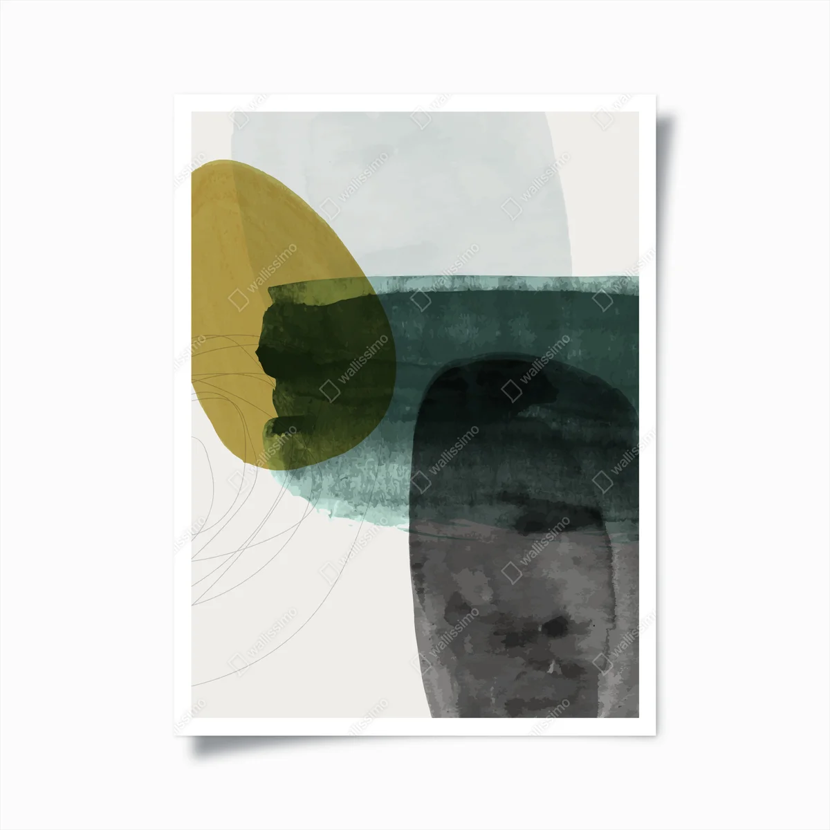 Poster abstrakte aquarellkomposition in türkis und oliv • Poster bei Wallnifity® Poster abstrakte aquarellkomposition in türkis und oliv • Poster bei Wallnifity®