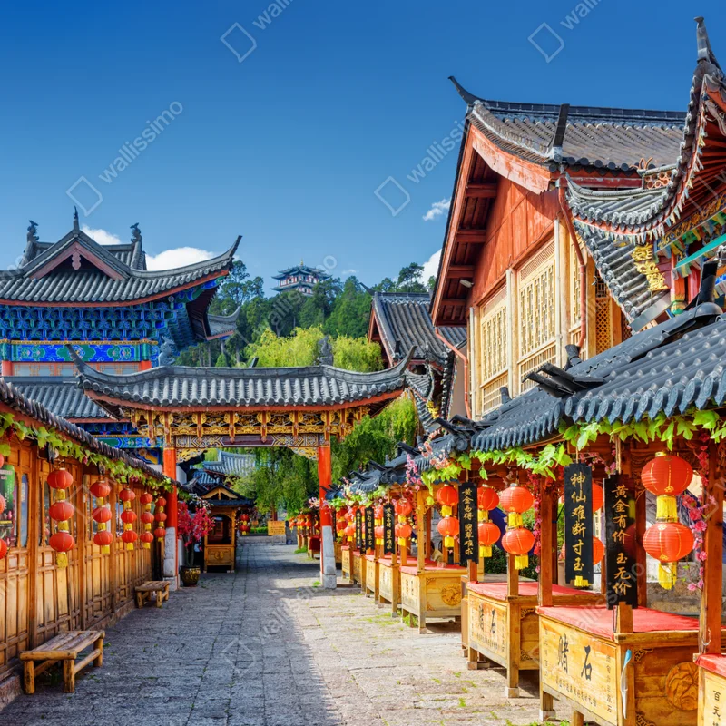 Fototapete Lijiang alte gasse mit laternen Fototapete Lijiang alte gasse mit laternen