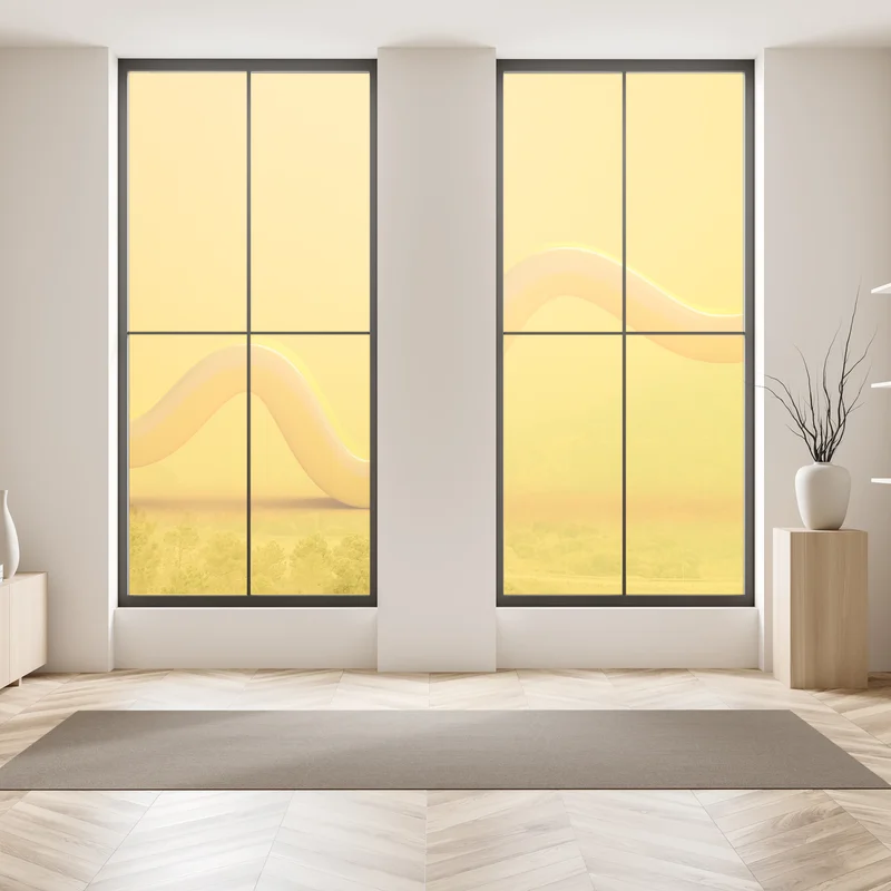 Fensteraufkleber sonnige gelbe 3d-abstrakte kurve