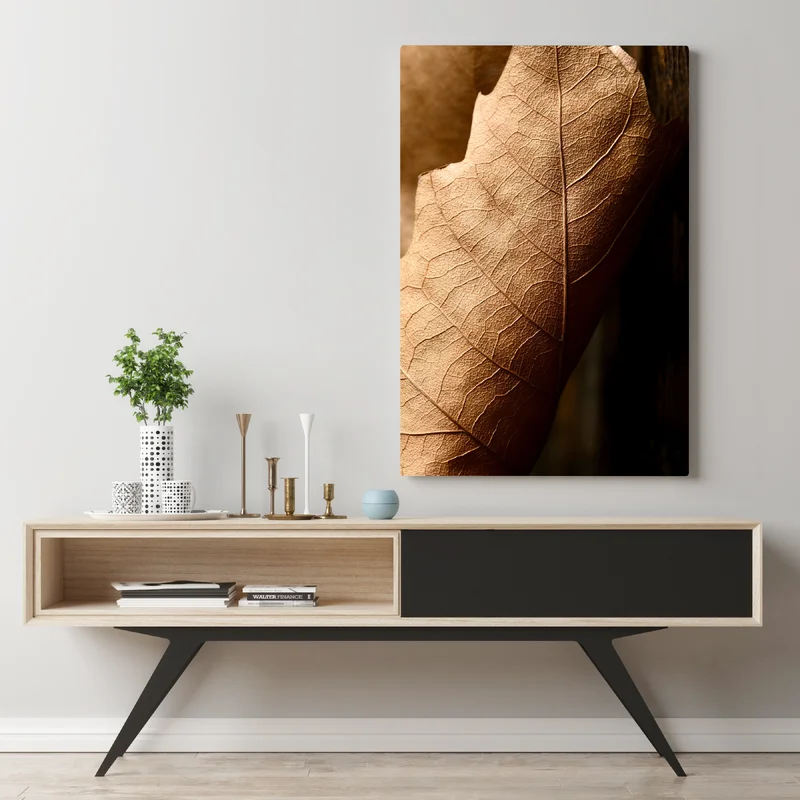 Leinwandbild strukturiertes trockenes blatt nahaufnahme Leinwandbild strukturiertes trockenes blatt nahaufnahme