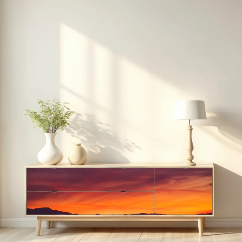 Repositionierbarer Aufkleber Las Vegas sonnenuntergang skyline panorama