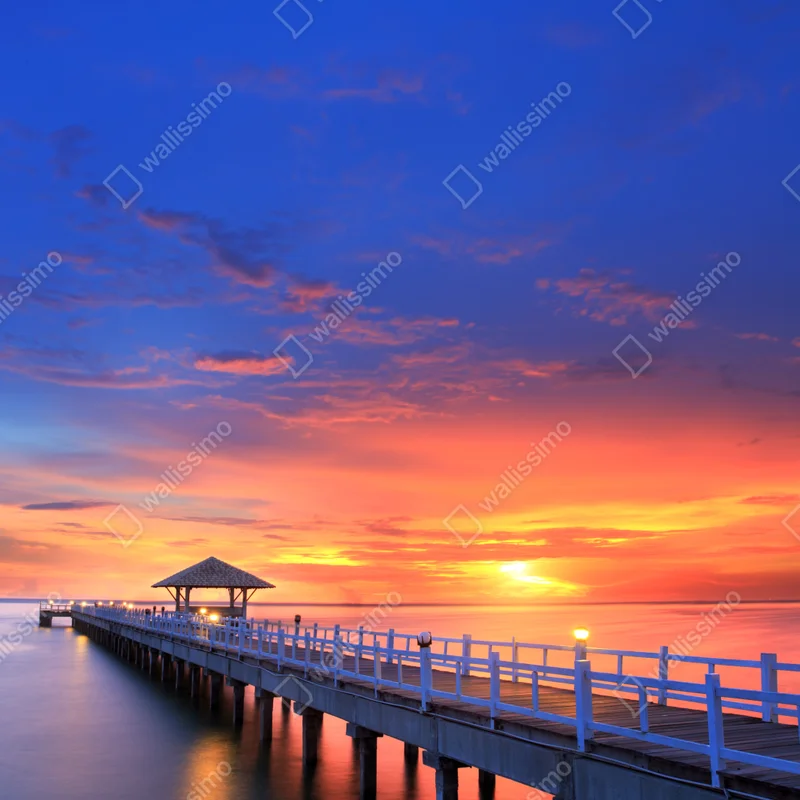 Türaufkleber mole bei sonnenuntergang am strand Türaufkleber mole bei sonnenuntergang am strand