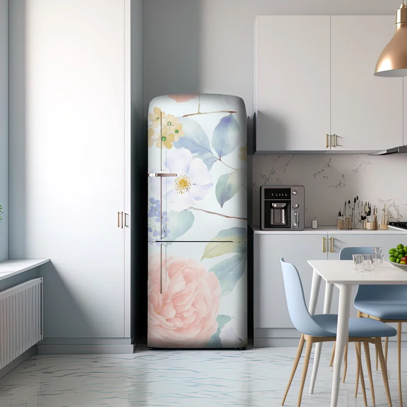 Kühlschrankaufkleber zarte pastellblumen in aquarell
