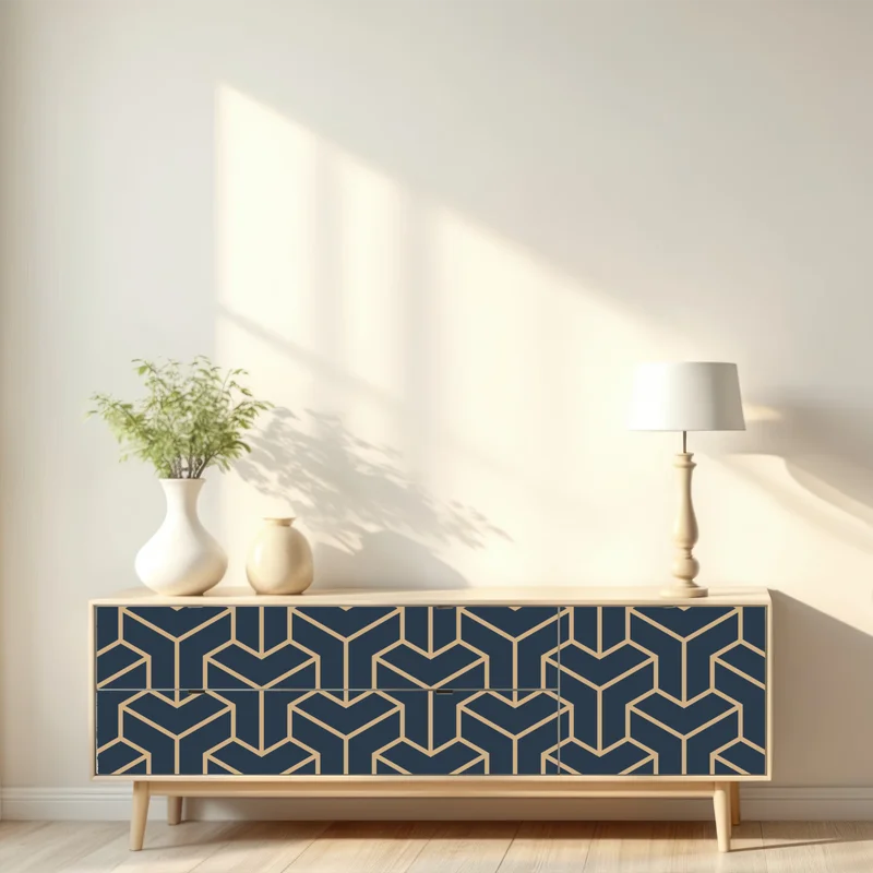 Repositionierbarer Aufkleber marineblaues geometrisches würfelmuster