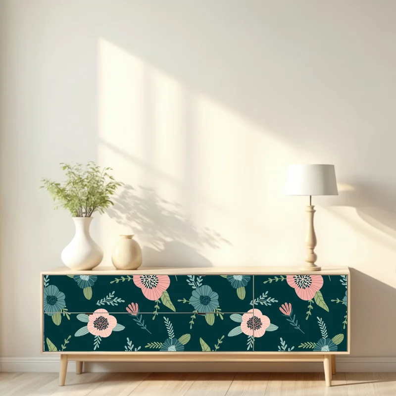 Repositionierbarer Aufkleber pastelliges botanisches blumenmuster