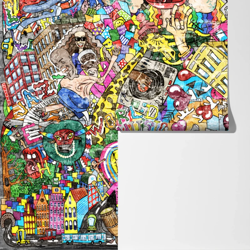 Fototapete farbenfrohes urbanes musikmural Fototapete farbenfrohes urbanes musikmural