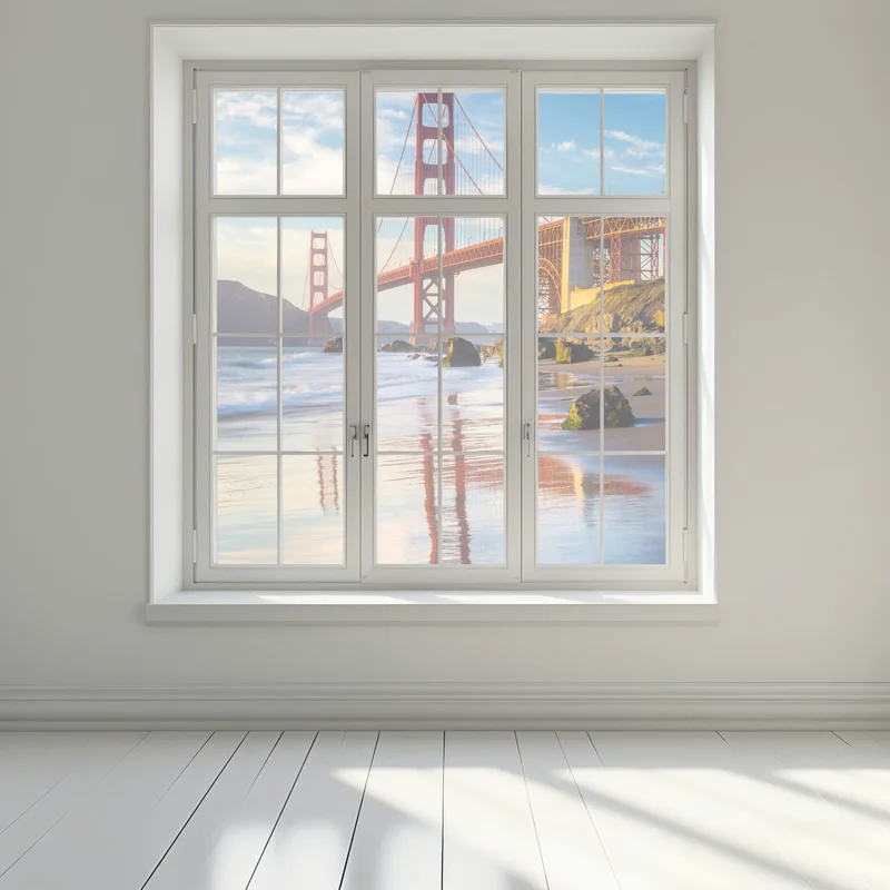 Naklejka na okno most Golden Gate odbicie na brzegu Naklejka na okno most Golden Gate odbicie na brzegu