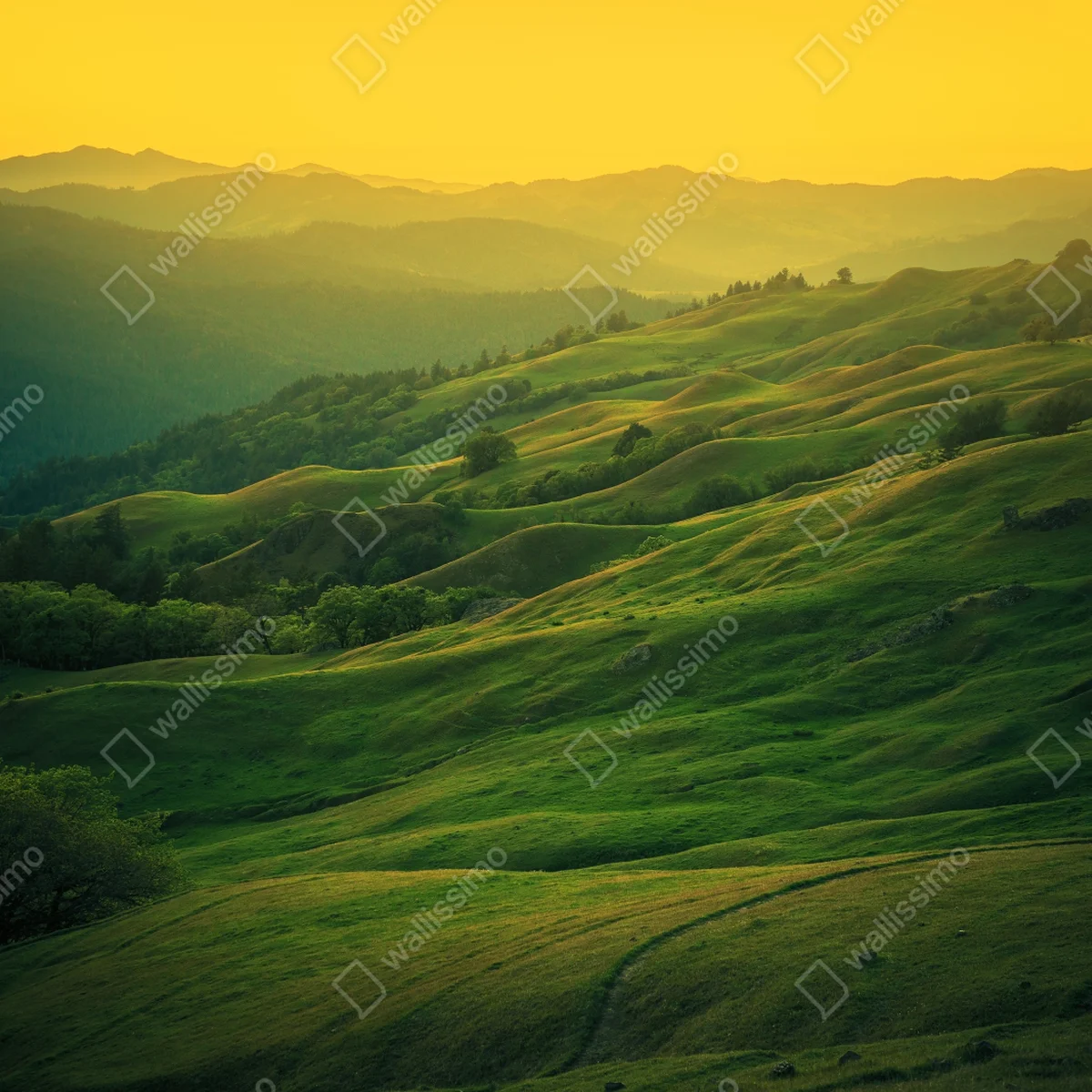 Türaufkleber hügel von Nordkalifornien bei sonnenuntergang Türaufkleber hügel von Nordkalifornien bei sonnenuntergang