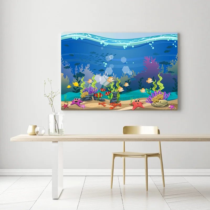 Leinwandbild verspielte unterwasserwelt mit korallenriff Leinwandbild verspielte unterwasserwelt mit korallenriff