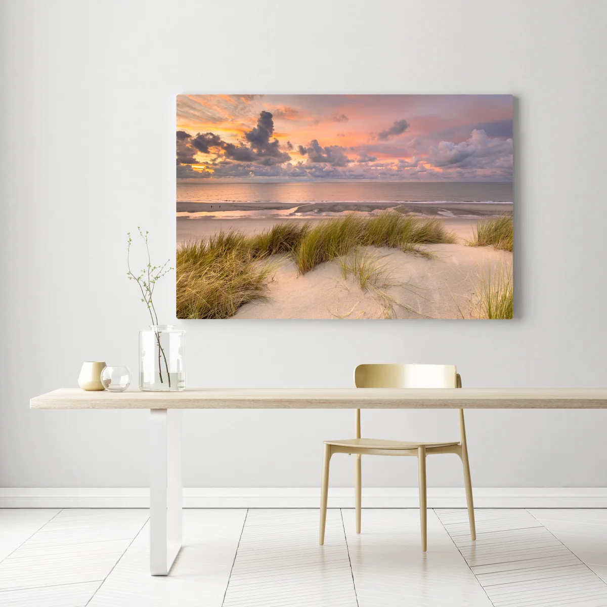 Leinwandbild sonnenuntergang über dünen in Zeeland Leinwandbild sonnenuntergang über dünen in Zeeland