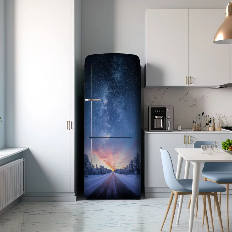 Kühlschrankaufkleber straße zur milchstraße bei sonnenaufgang