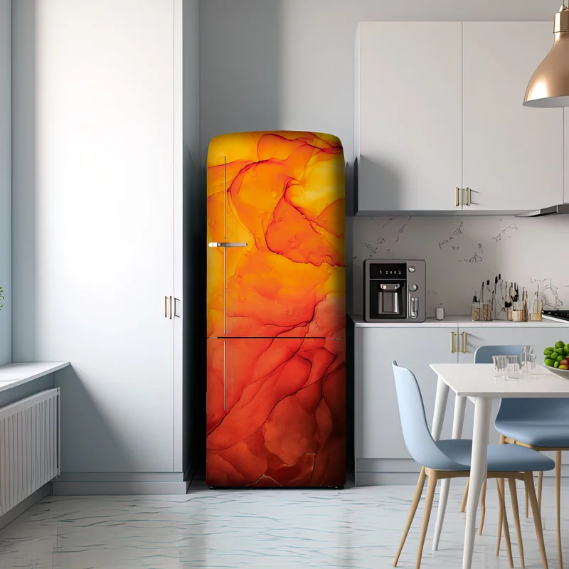 Kühlschrankaufkleber lebendige orange abstrakte alkoholkunst
