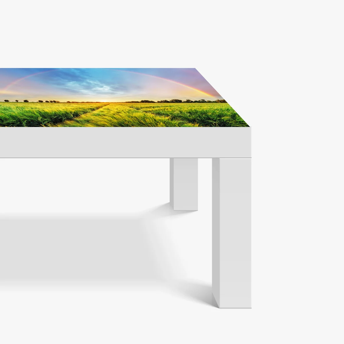 Tischaufkleber und Schreibtischaufkleber regenbogen über goldenem weizenfeld bei sonnenuntergang Tischaufkleber und Schreibtischaufkleber regenbogen über goldenem weizenfeld bei sonnenuntergang
