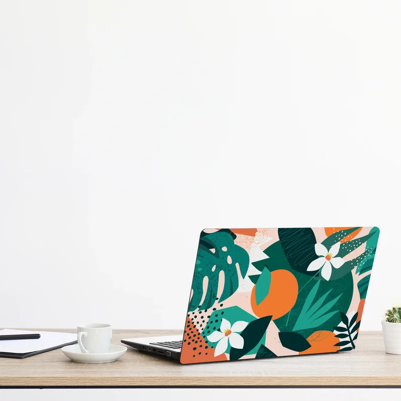 Laptop-Aufkleber tropische blätter und zitrus illustration Laptop-Aufkleber tropische blätter und zitrus illustration
