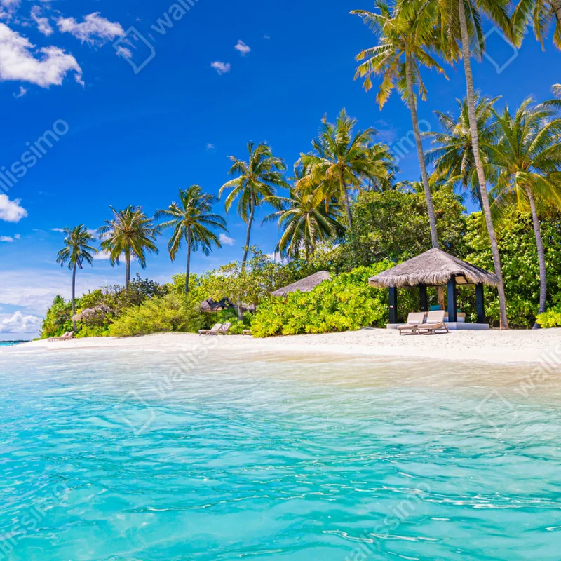 Naklejka na okno tropikalna turkusowa plaża Naklejka na okno tropikalna turkusowa plaża