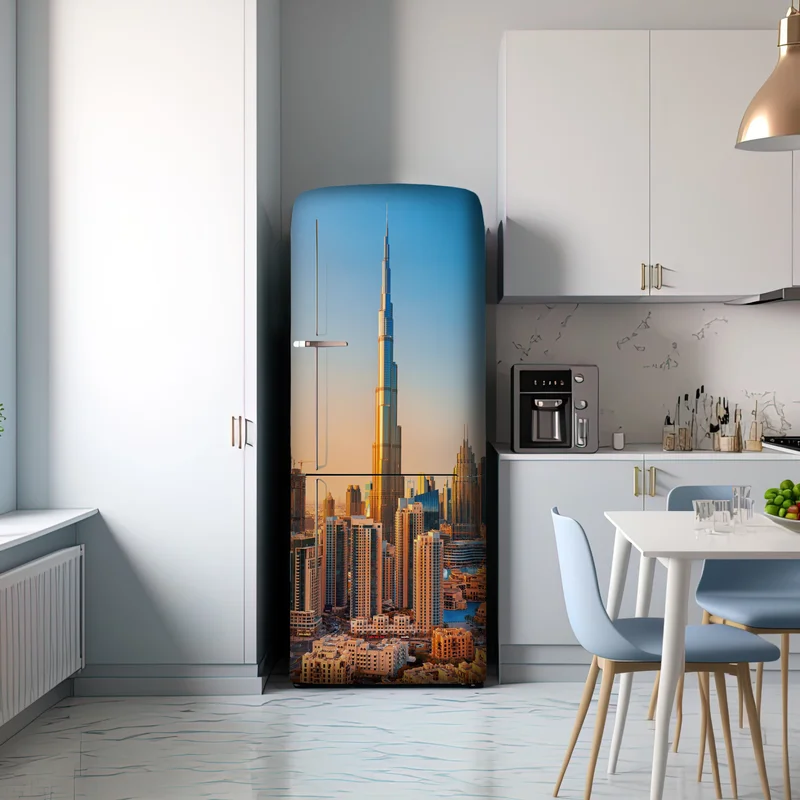 Kühlschrankaufkleber Dubai skyline in der goldenen stunde Kühlschrankaufkleber Dubai skyline in der goldenen stunde