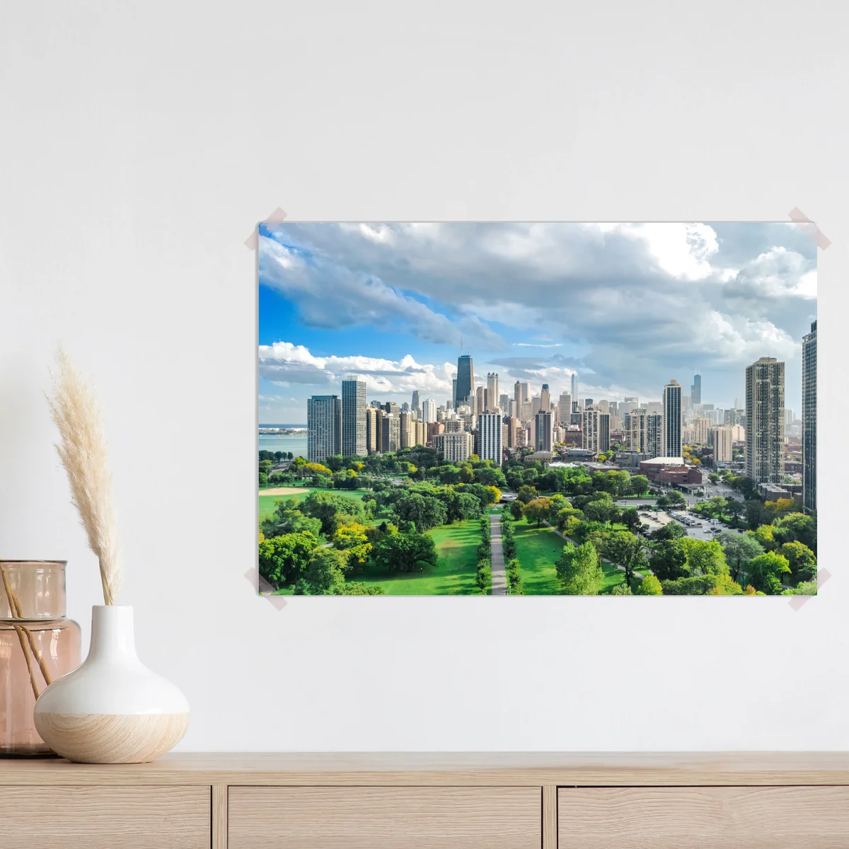 Poster stadtpanorama über grünem park Poster stadtpanorama über grünem park