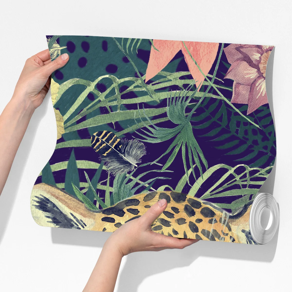 Fototapete vintage aquarell leopard im tropischen dschungel Fototapete vintage aquarell leopard im tropischen dschungel