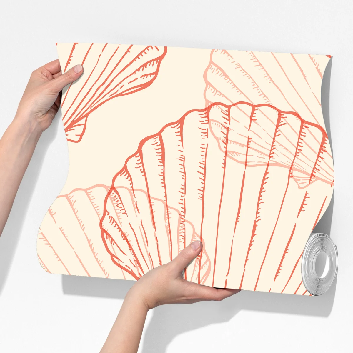 Fototapete korallenfarbiges muschelmuster Fototapete korallenfarbiges muschelmuster