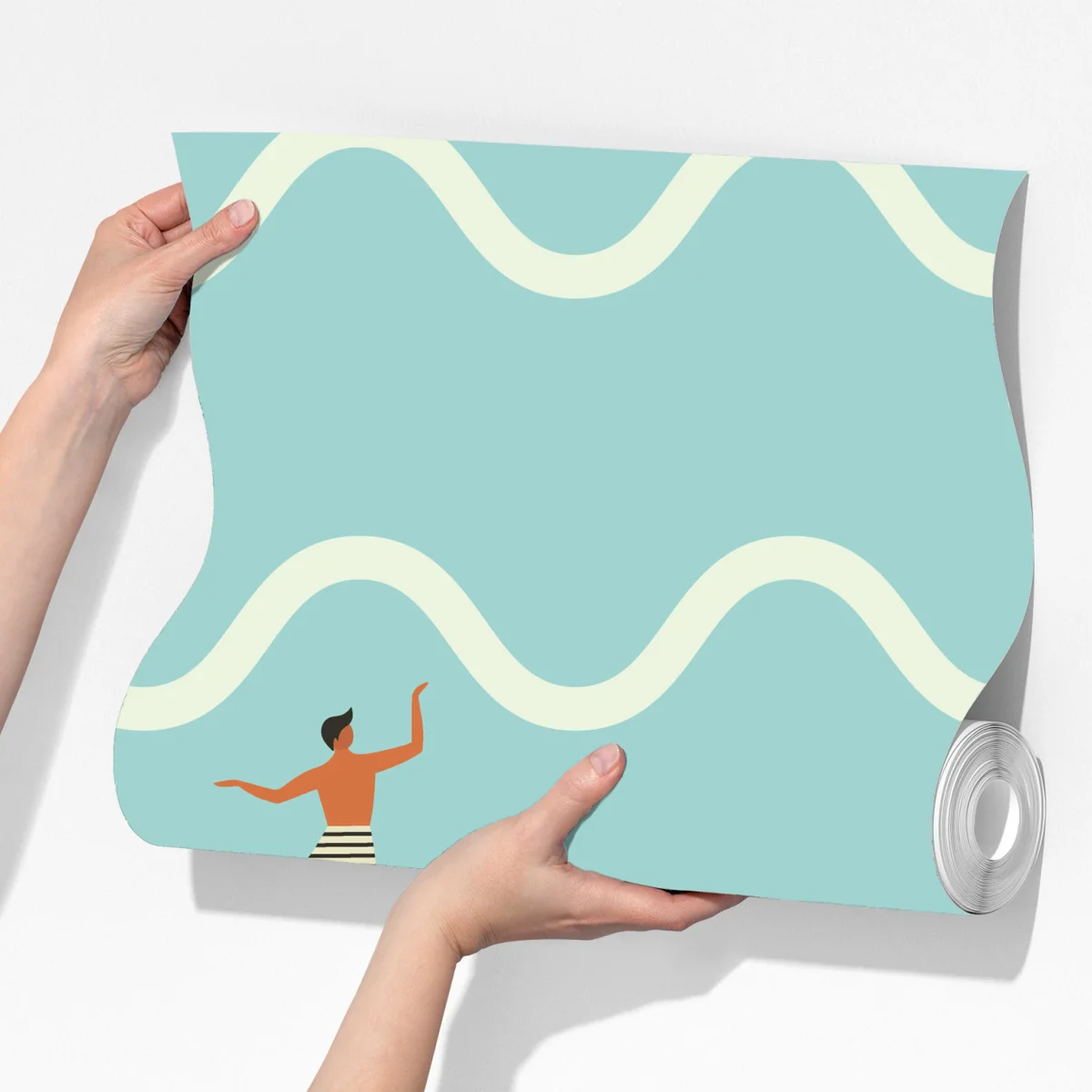 Fototapeta wzór z surferami na turkusowych falach Fototapeta wzór z surferami na turkusowych falach