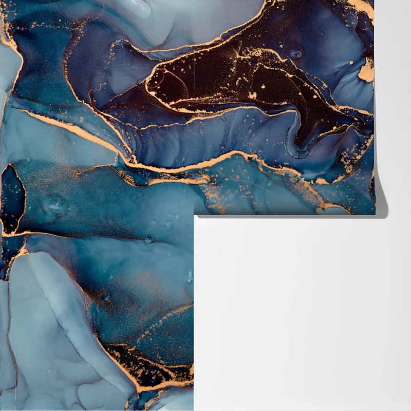 Fototapeta głębokie oceaniczne błękity ze złotymi żyłami Fototapeta głębokie oceaniczne błękity ze złotymi żyłami