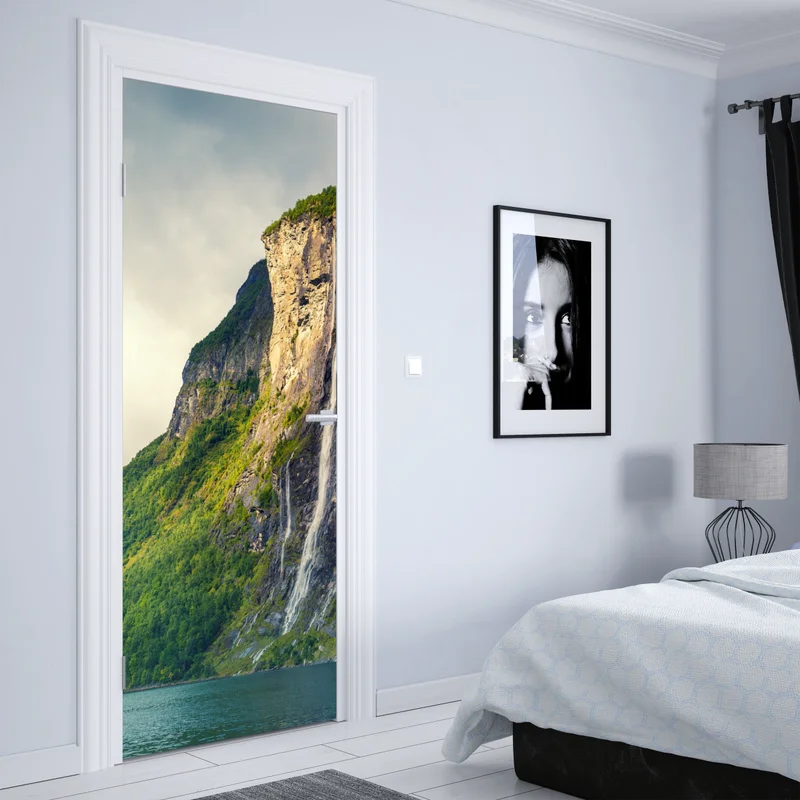 Türaufkleber wasserfälle an fjordklippen Türaufkleber wasserfälle an fjordklippen