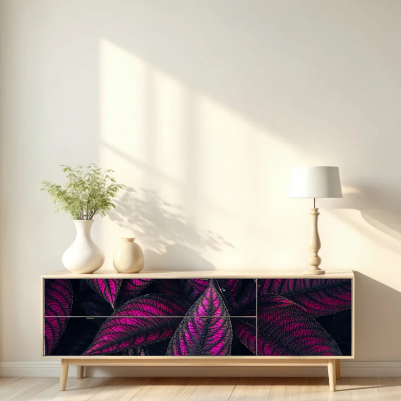 Repositionierbarer Aufkleber leuchtendes violettes blättermotiv