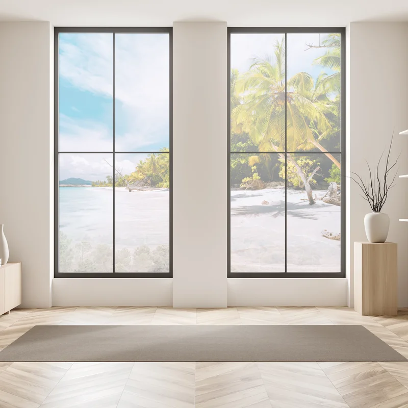 Naklejka na okno tropikalna plaża z palmami