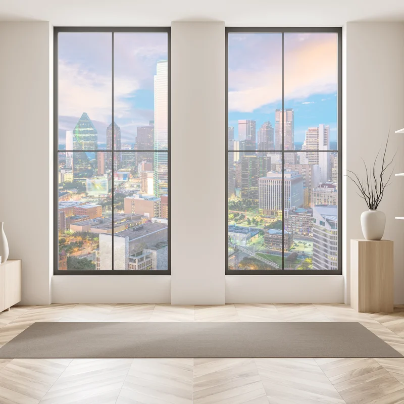 Fensteraufkleber Dallas skyline bei sonnenuntergang