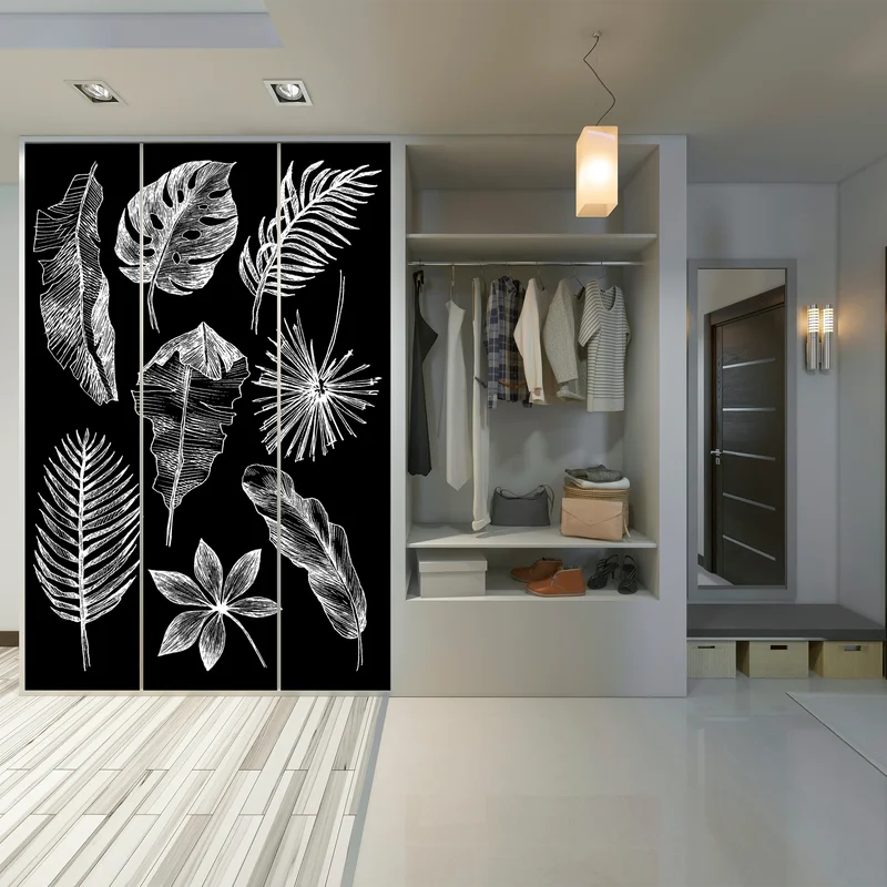 Schrankaufkleber monochrome blattkomposition