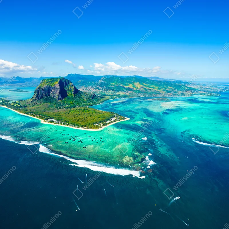 Repositionierbarer Aufkleber Le Morne panorama der türkislagune Repositionierbarer Aufkleber Le Morne panorama der türkislagune