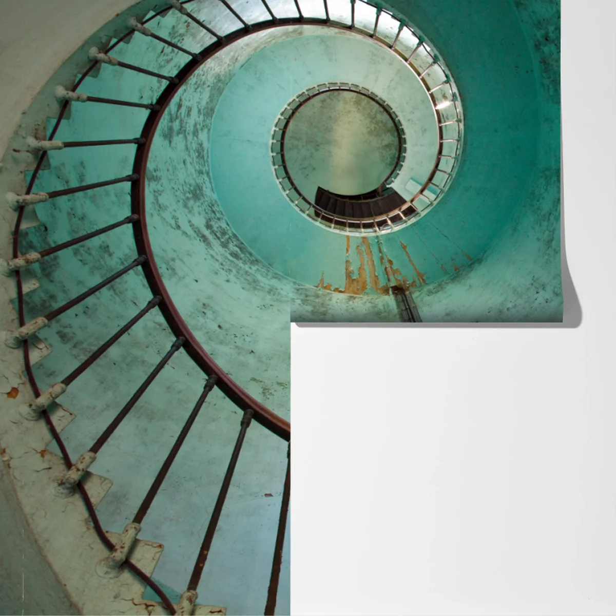 Fototapete türkise spiraltreppe in historischem treppenhaus Fototapete türkise spiraltreppe in historischem treppenhaus