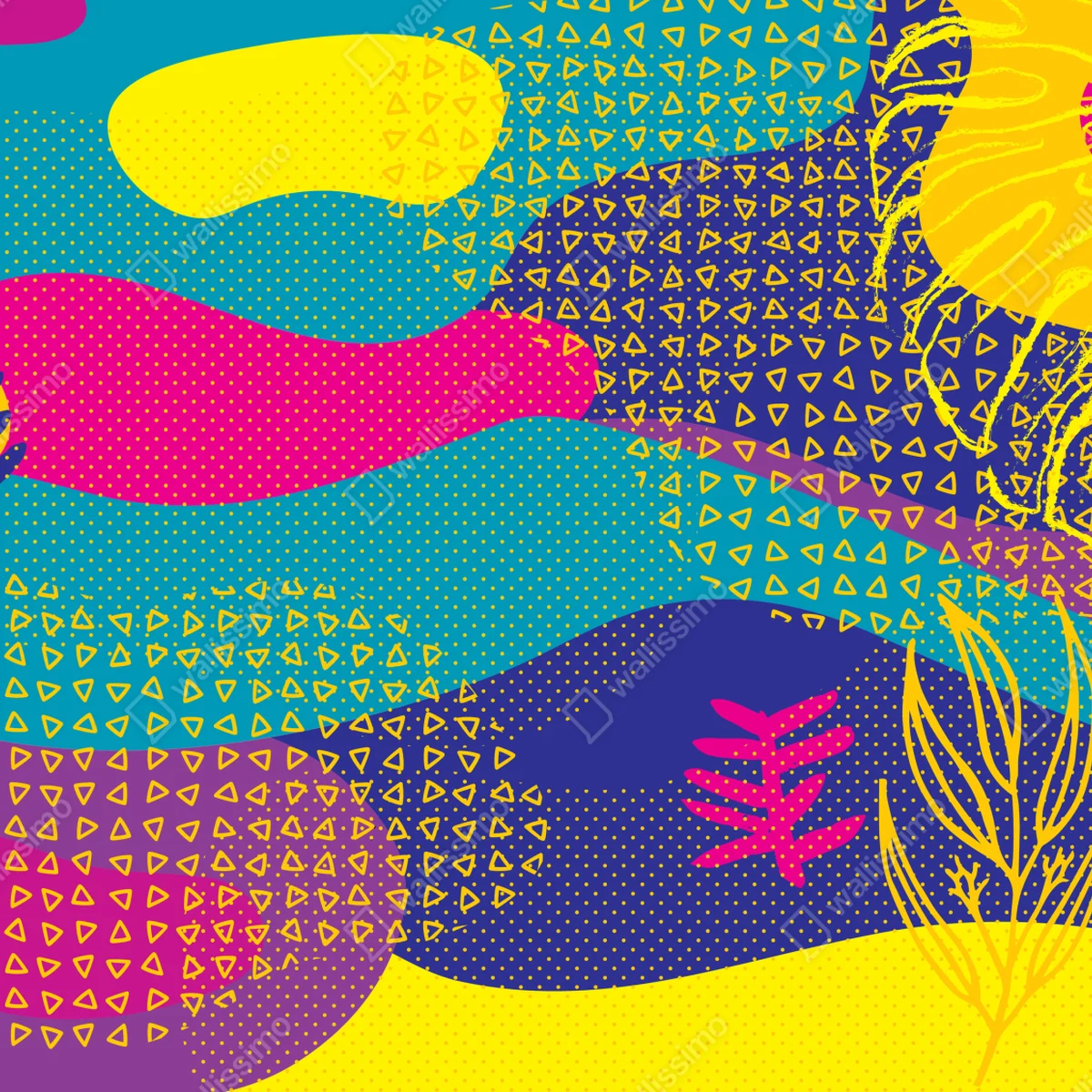 Türaufkleber lebhaftes abstraktes tropenmuster • Türaufkleber bei Wallnifity® Türaufkleber lebhaftes abstraktes tropenmuster • Türaufkleber bei Wallnifity®