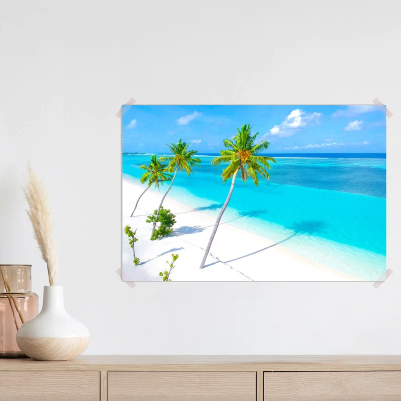 Poster tropischer türkisfarbener strand mit palmen Poster tropischer türkisfarbener strand mit palmen