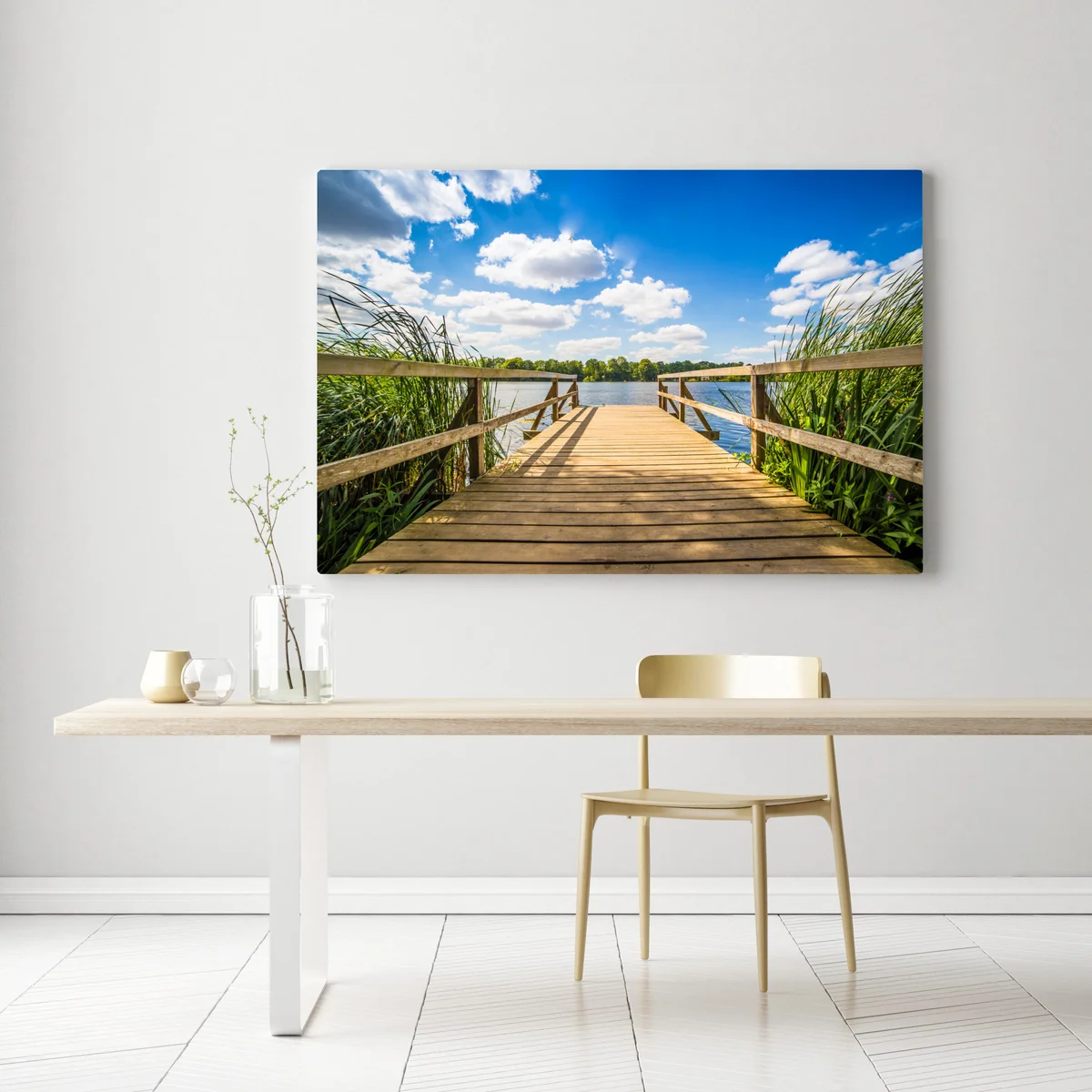 Leinwandbild sonniger steg am see Leinwandbild sonniger steg am see