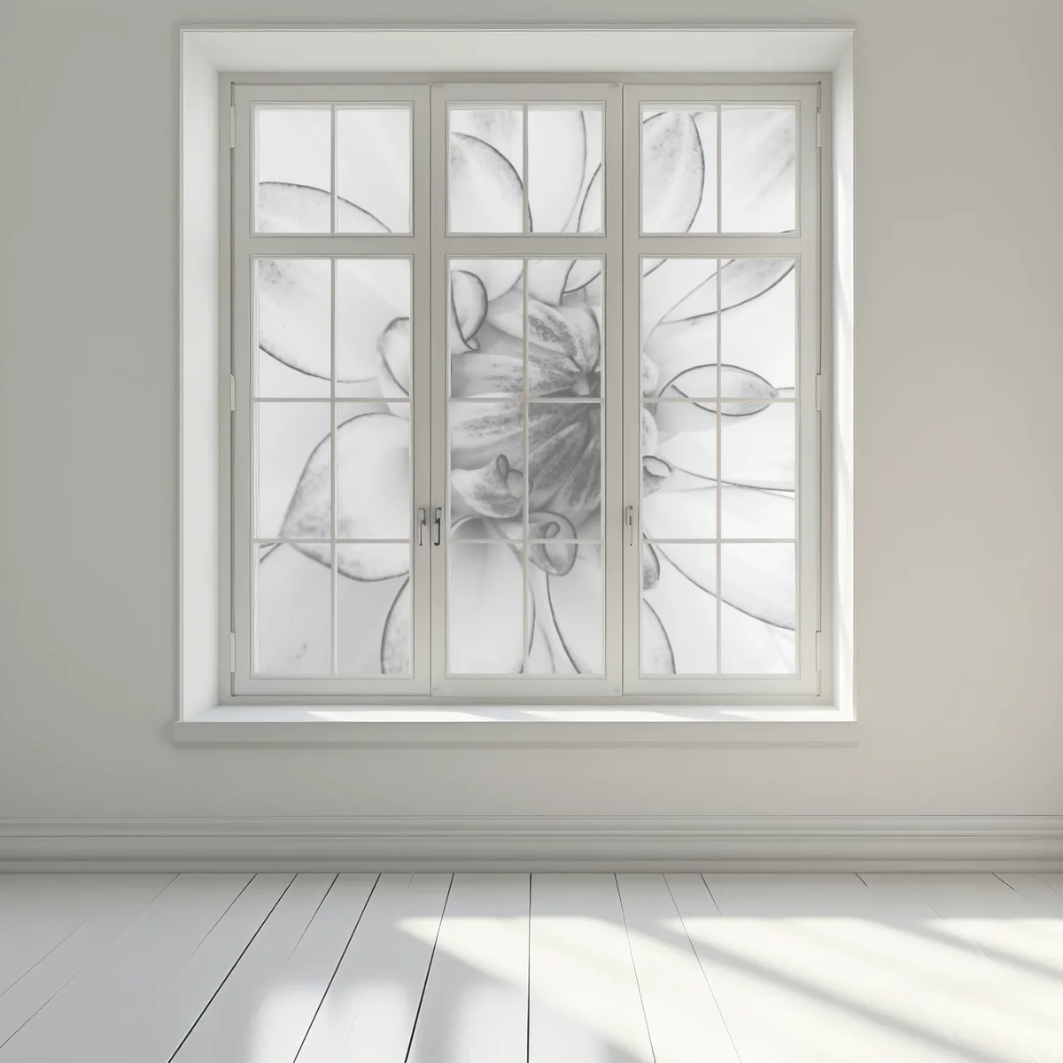 Fensteraufkleber monochrome nahaufnahme einer dahlie Fensteraufkleber monochrome nahaufnahme einer dahlie